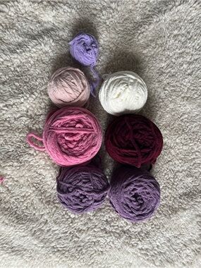 Assorted Blanket Yarn Bundle in Pink, Purple, White, Burgundy